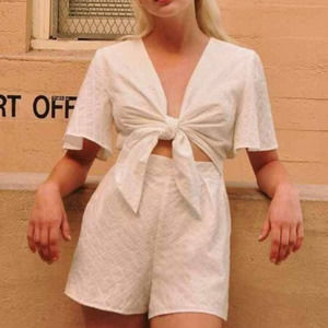 LeRumi Olivia Romper White Tie Open Front